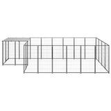 Dog Kennel Black 8.47 m? Steel