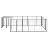 Dog Kennel Black 8.47 m² Steel - Front View