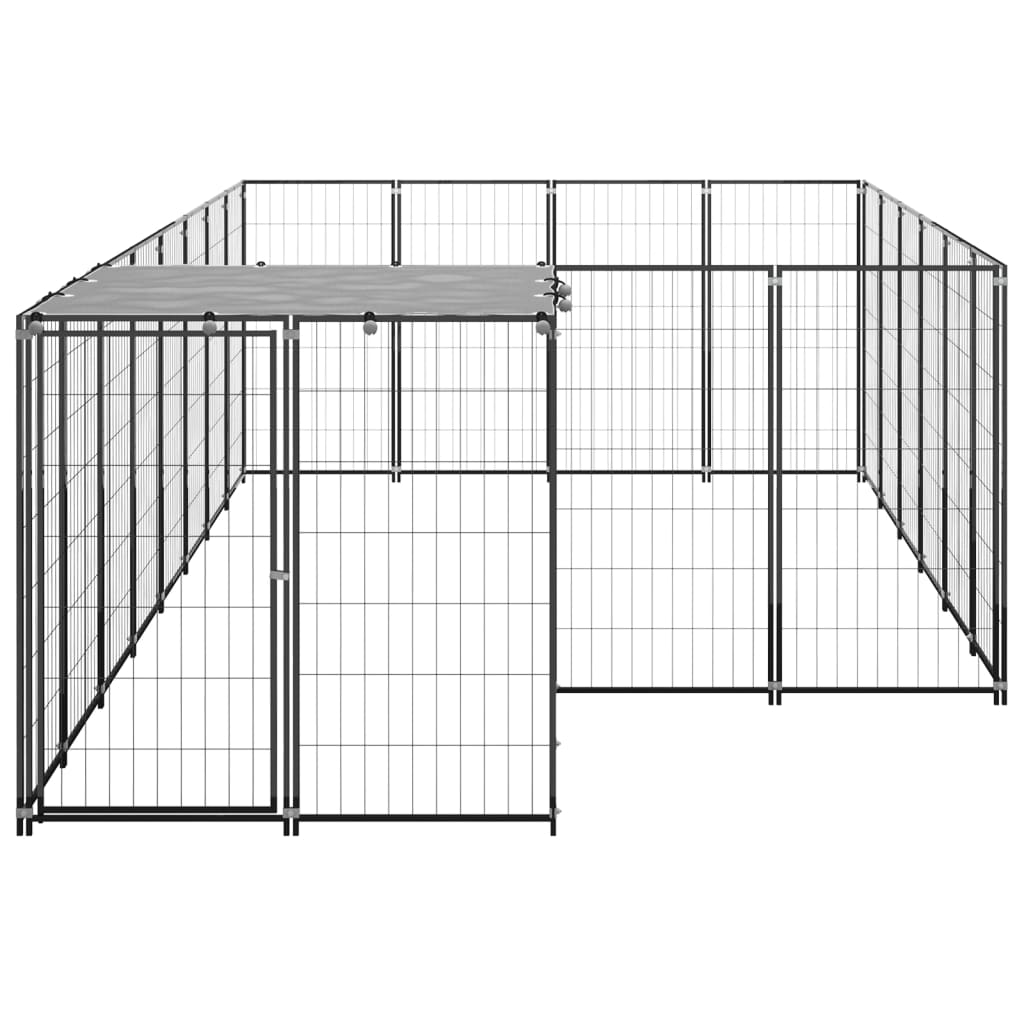 Dog Kennel Black 8.47 m? Steel
