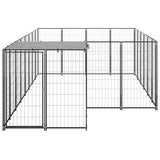 Dog Kennel Black 8.47 m² Steel - Side View