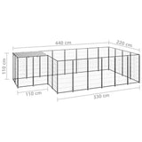 Dog Kennel Black 8.47 m? Steel