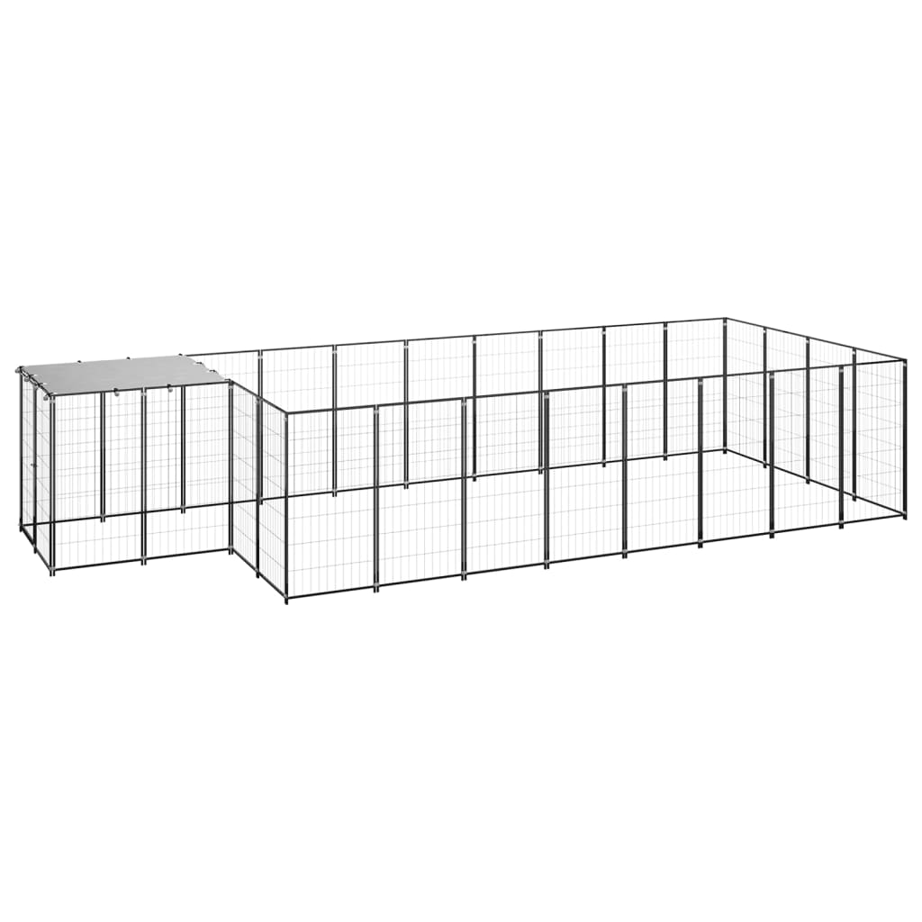 Dog Kennel Black 10.89 m? Steel