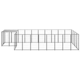 Dog Kennel Black 10.89 m² Steel - Front View