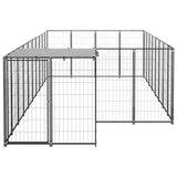 Dog Kennel Black 10.89 m² Steel - Side View
