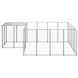Dog Kennel Silver 6.05 m² Steel - Front View