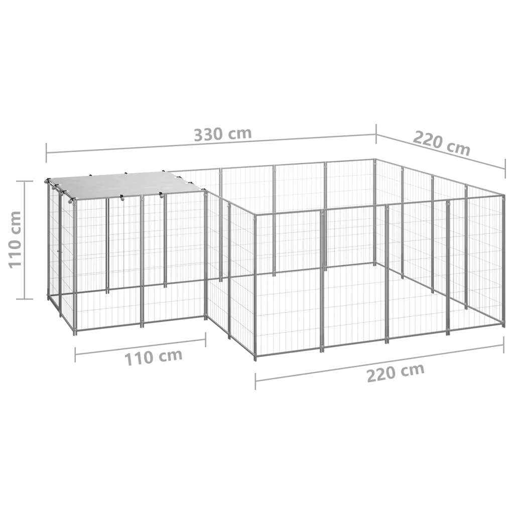 Dog Kennel Silver 6.05 m? Steel