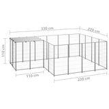Dog Kennel Silver 6.05 m² Steel - Rear View