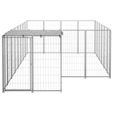 Dog Kennel Silver 8.47 m² Steel - Side View