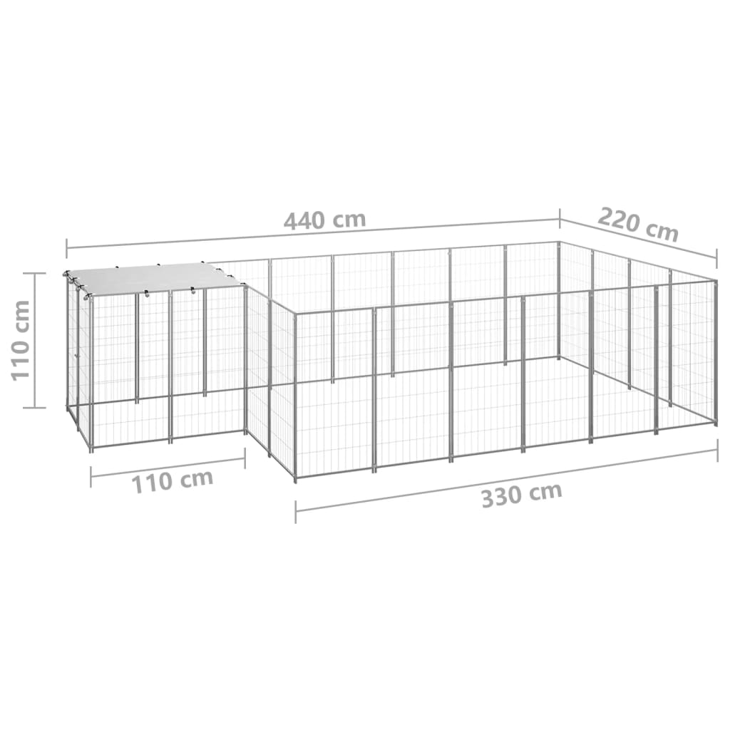 Dog Kennel Silver 8.47 m? Steel