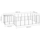 Dog Kennel Silver 8.47 m² Steel - Rear View