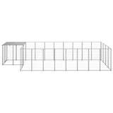 Dog Kennel Silver 10.89 m² Steel - Front View