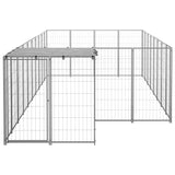 Dog Kennel Silver 10.89 m² Steel - Side View