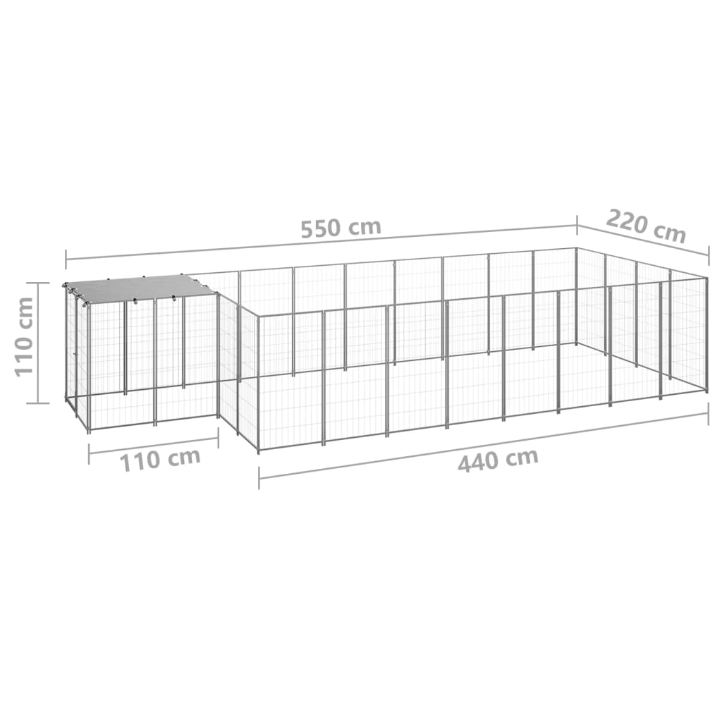 Dog Kennel Silver 10.89 m? Steel