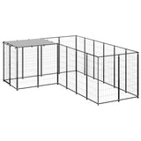 Dog Kennel Black 4.84 m? Steel
