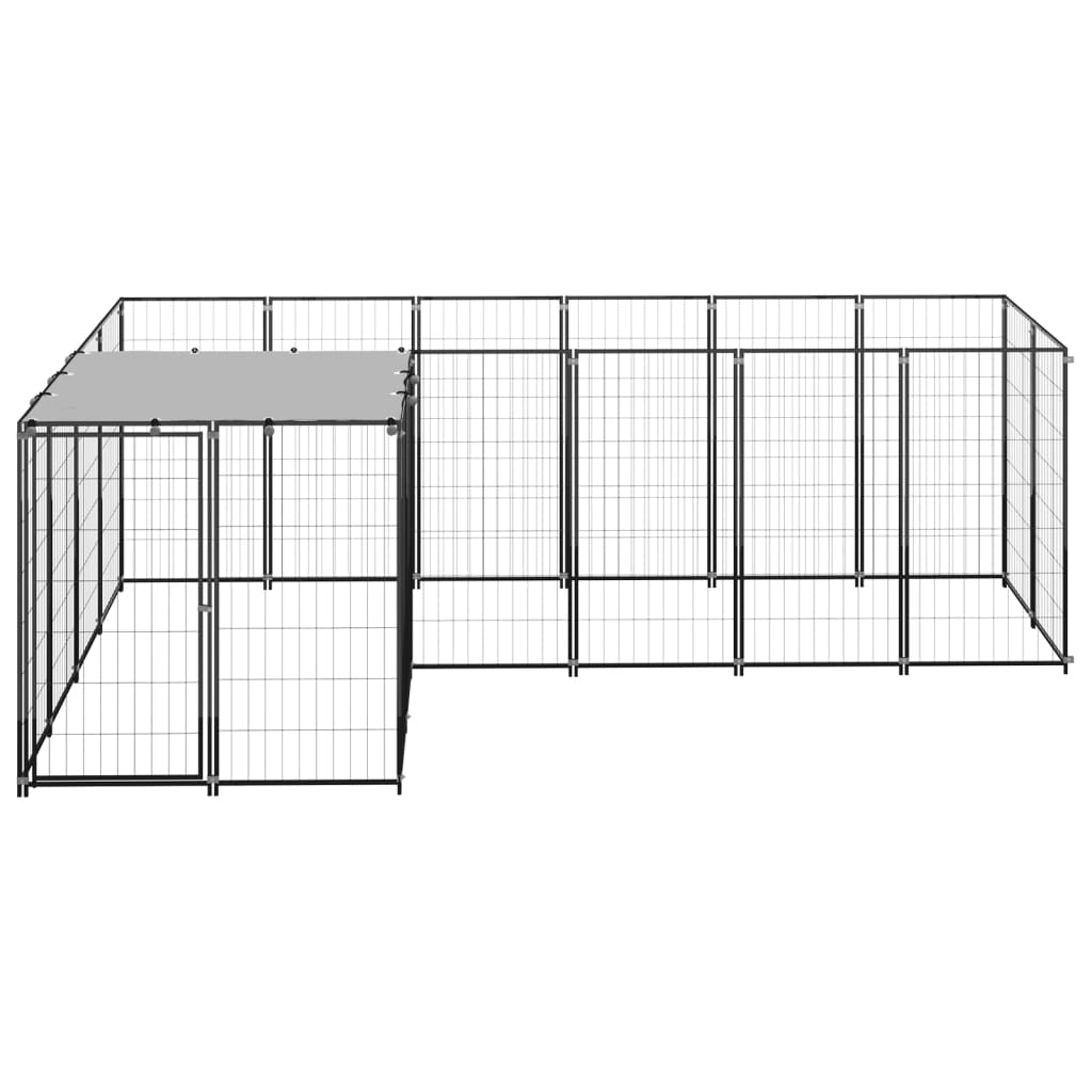 Dog Kennel Black 4.84 m? Steel