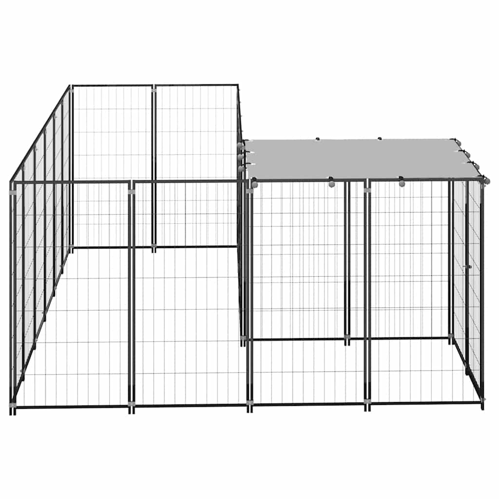 Dog Kennel Black 4.84 m? Steel