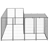 Dog Kennel Black 4.84 m² Steel - Side View