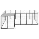 Dog Kennel Black 8.47 m² Steel - Front View