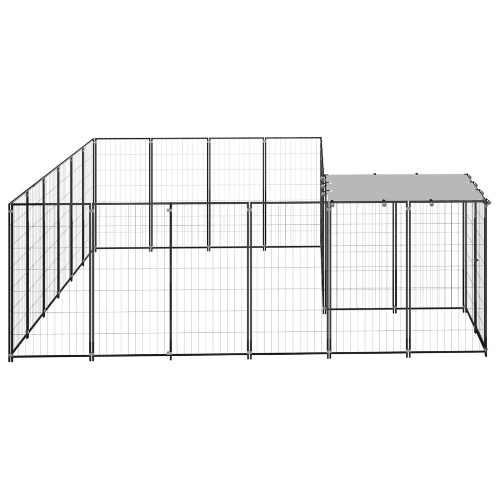 Dog Kennel Black 8.47 m? Steel