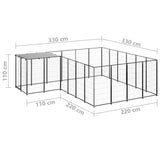 Dog Kennel Black 8.47 m² Steel - Rear View