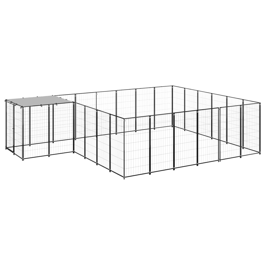 Dog Kennel Black 12.1 m? Steel
