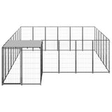Dog Kennel Black 12.1 m² Steel - Front View