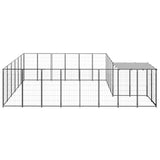 Dog Kennel Black 12.1 m² Steel - Side View