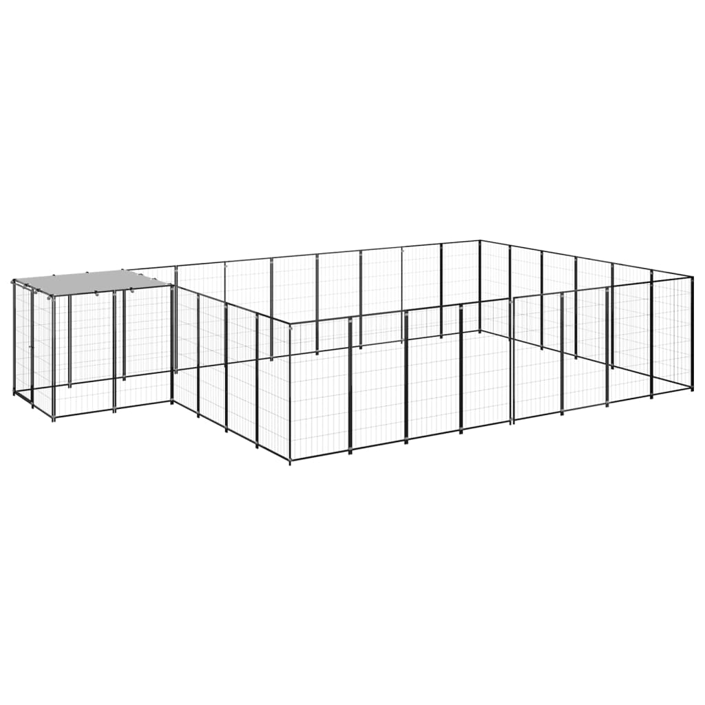 Dog Kennel Black 15.73 m? Steel