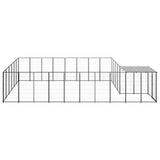 Dog Kennel Black 15.73 m² Steel - Side View