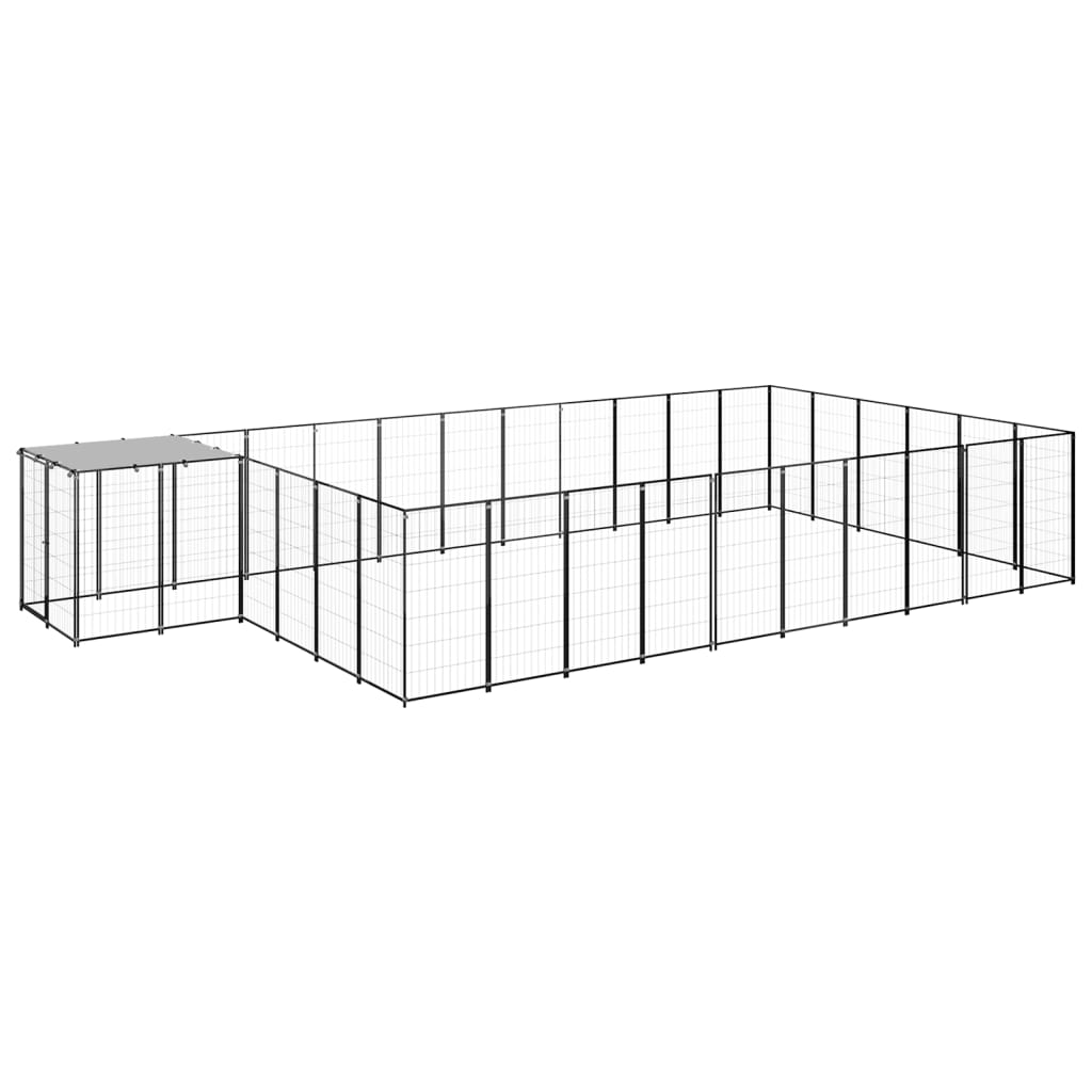 Dog Kennel Black 19.36 m? Steel