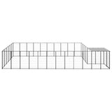Dog Kennel Black 19.36 m² Steel - Side View