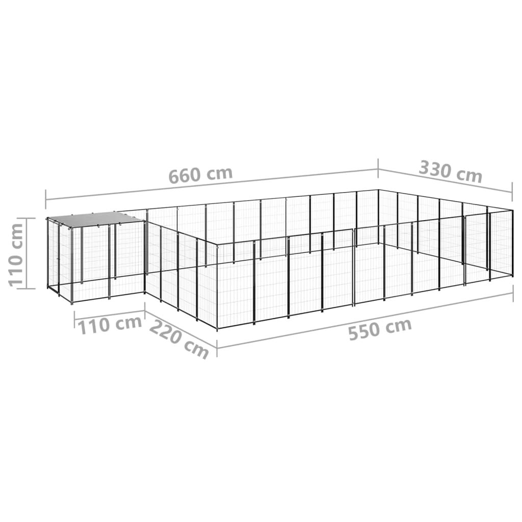 Dog Kennel Black 19.36 m? Steel