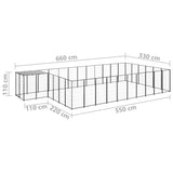 Dog Kennel Black 19.36 m? Steel