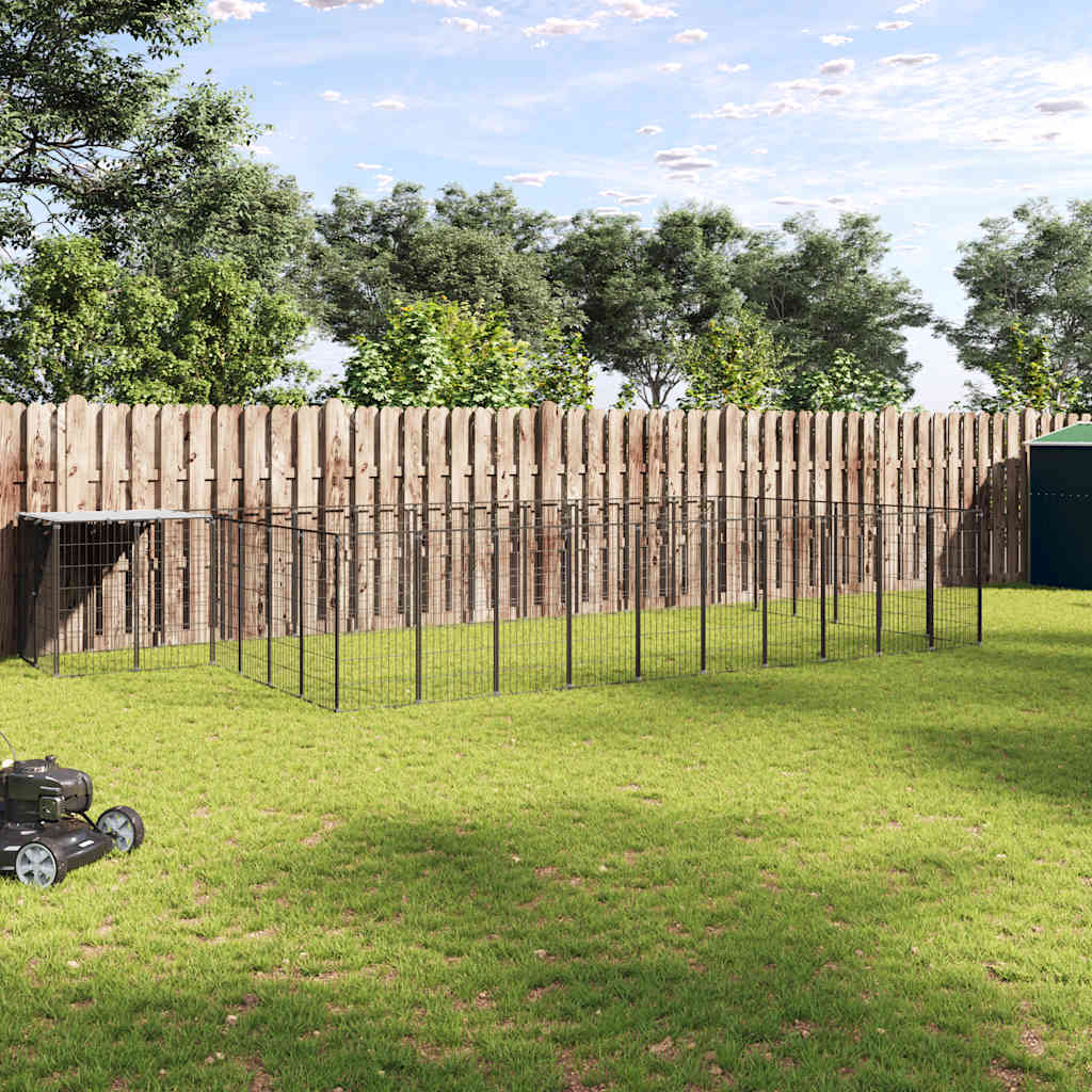 Dog Kennel Black 19.36 m? Steel