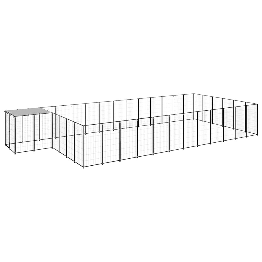 Dog Kennel Black 22,99 m² Steel