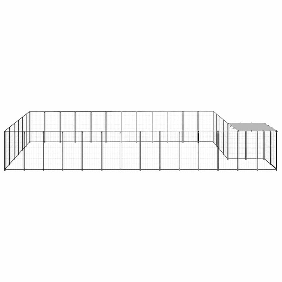 Dog Kennel Black 22,99 m² Steel