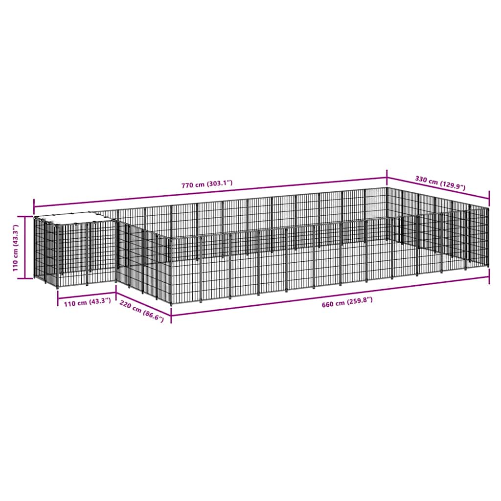 Dog Kennel Black 22.99 m? Steel
