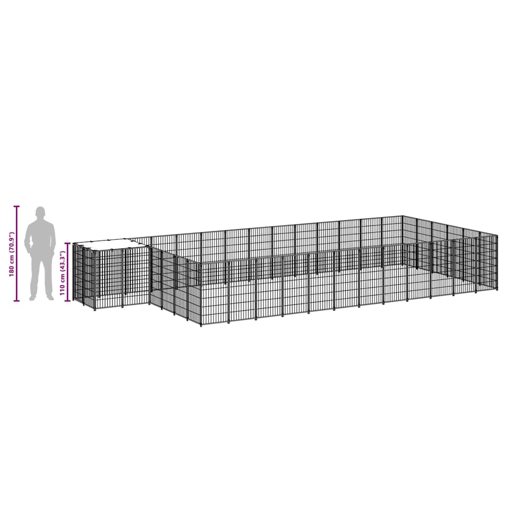 Dog Kennel Black 22.99 m? Steel