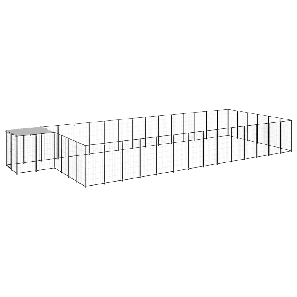 Dog Kennel Black 26.62 m? Steel