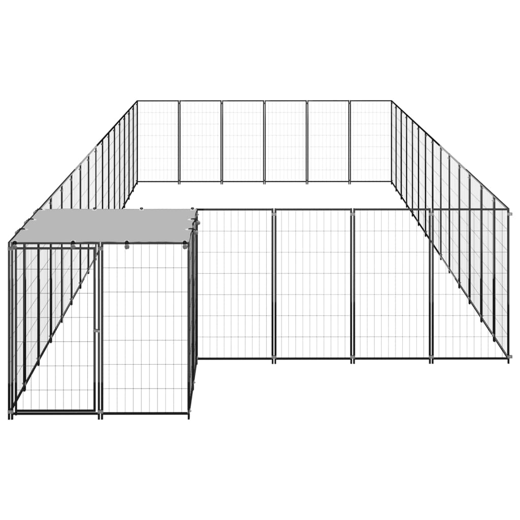 Dog Kennel Black 26.62 m? Steel