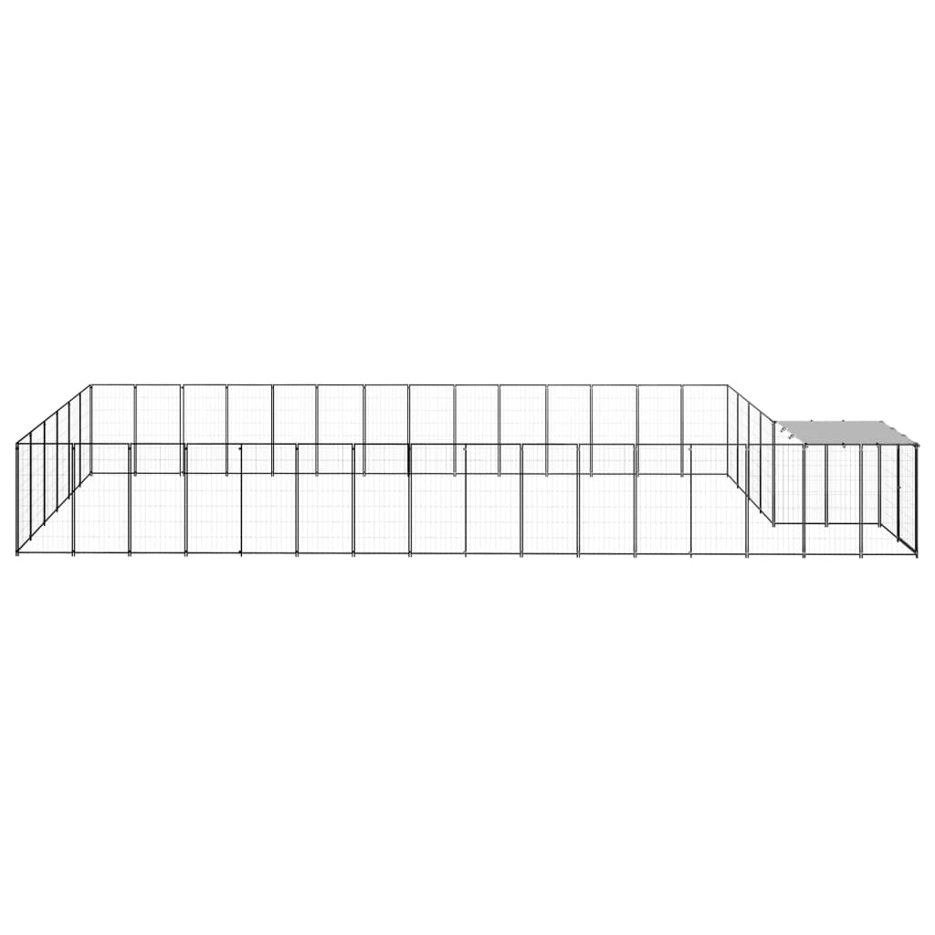 Dog Kennel Black 26.62 m? Steel