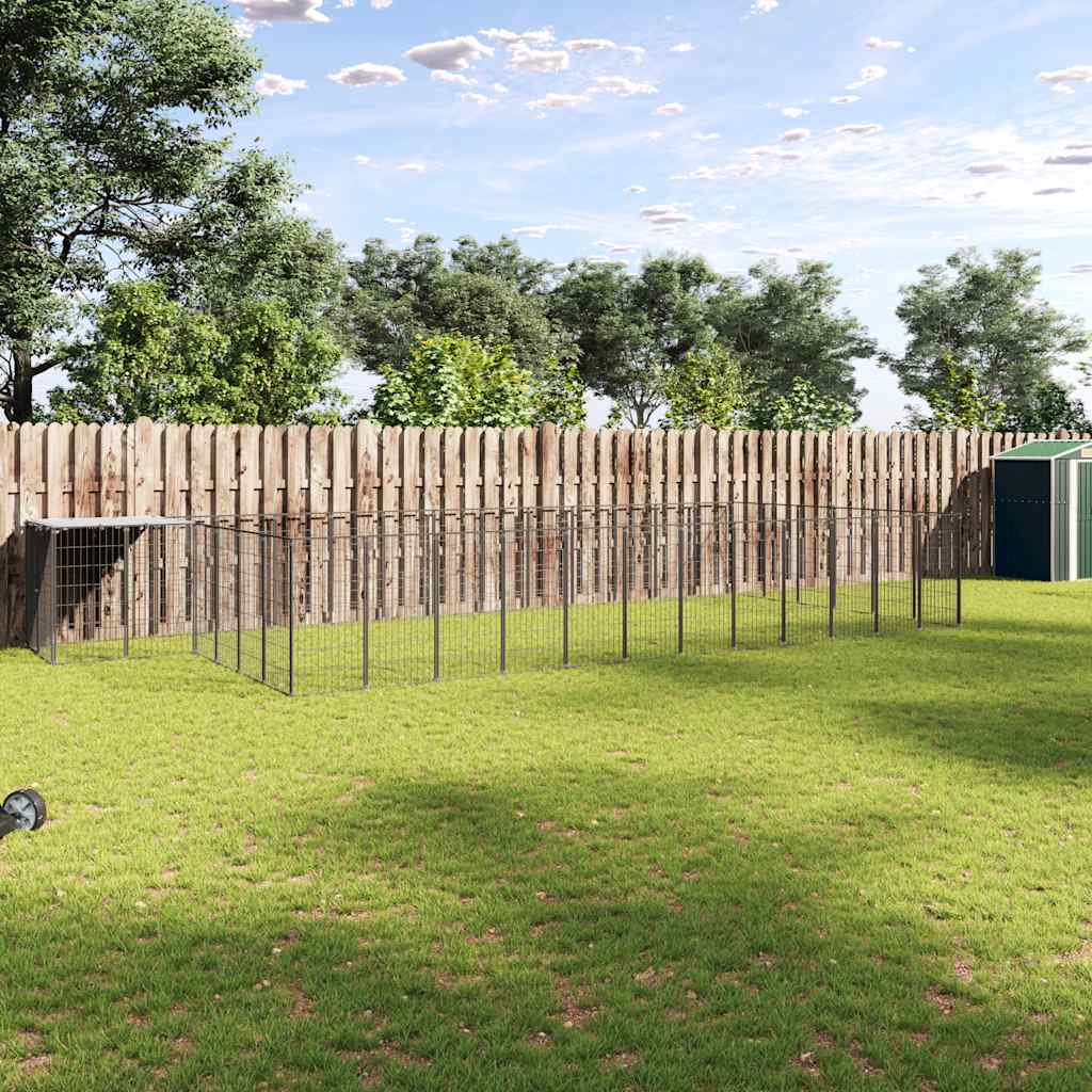 Dog Kennel Black 26.62 m? Steel