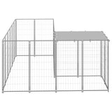 Dog Kennel Silver 4.84 m² Steel - Side View