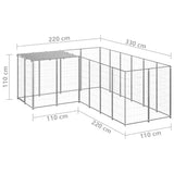Dog Kennel Silver 4.84 m² Steel - Rear View