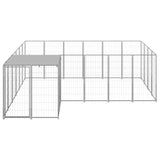 Dog Kennel Silver 8.47 m² Steel - Front View