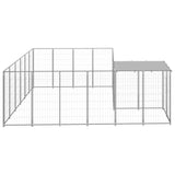 Dog Kennel Silver 8.47 m² Steel - Side View