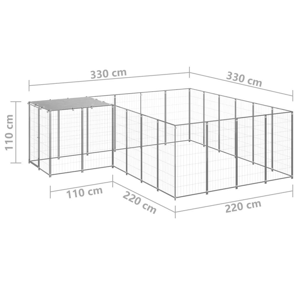 Dog Kennel Silver 8.47 m? Steel