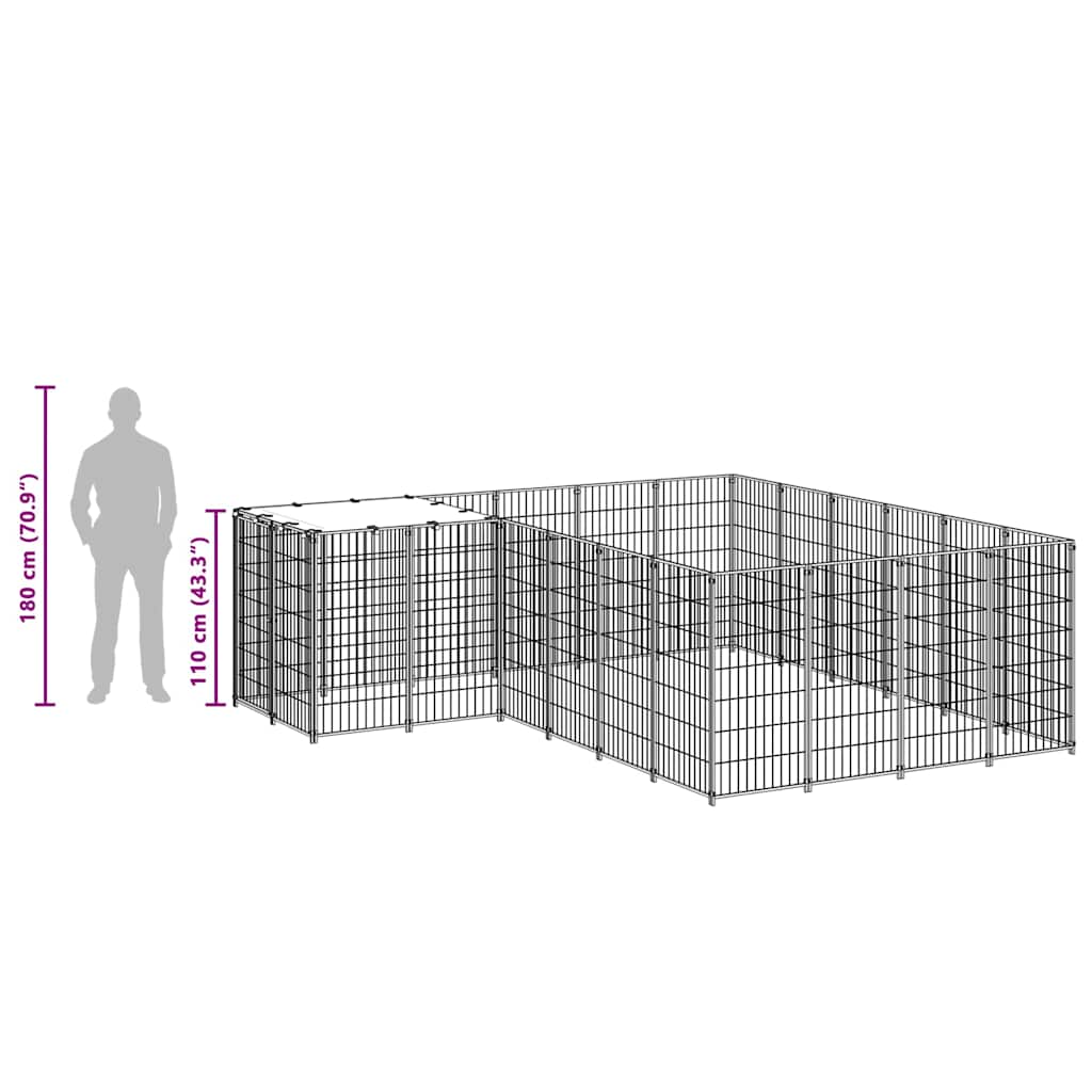 Dog Kennel Silver 8.47 m? Steel