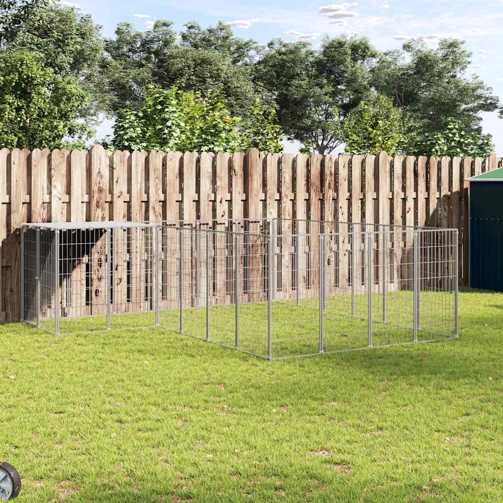Dog Kennel Silver 8.47 m? Steel