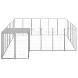Dog Kennel Silver 12.1 m² Steel - Front View
